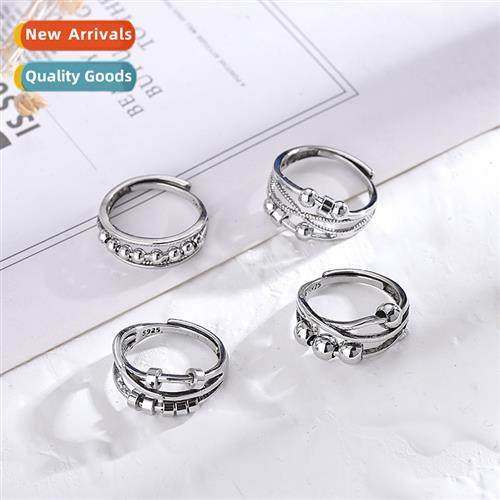Retro      Thai silver ring temperament female three ring sp