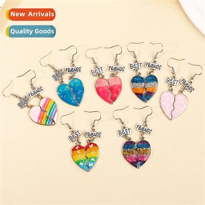 New good friends rainbow burger fries earrings love splicing
