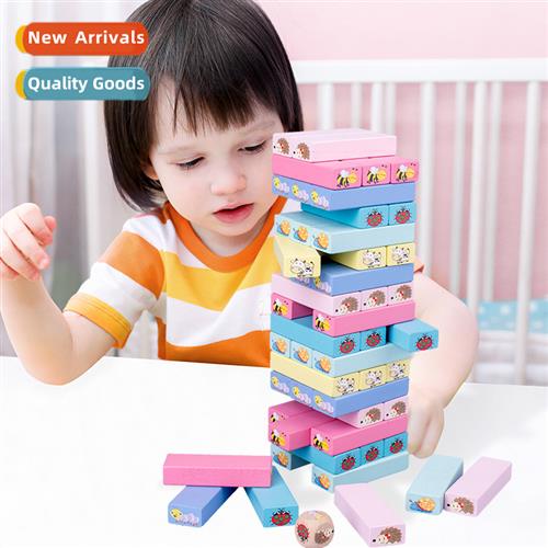 Wooden 51 pcs Jenga digal colorful Jenga layer stacking pump