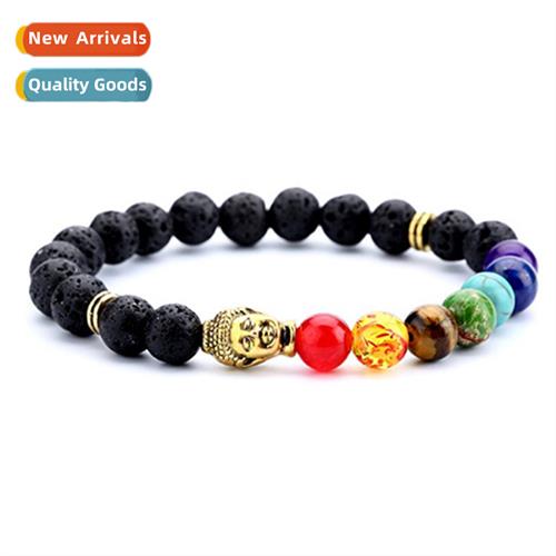 Jewelry Accessories 8mm Seven Chakra Yoga Volcanic Rock Budd