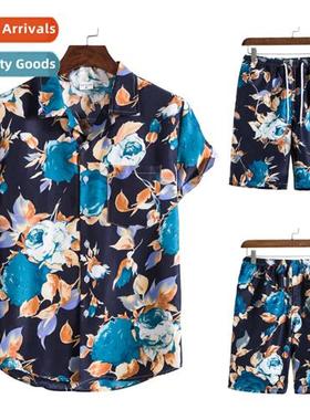 2022 Hawaii Collecti Beach Style Su Collar Printed Short Sle