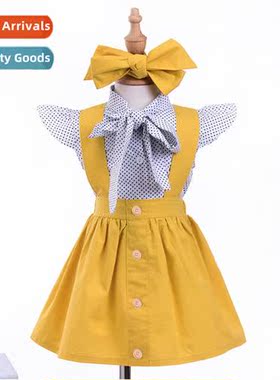 Girls Spring  Autumn 2019 New n Polka Dot Printed Top + Soli