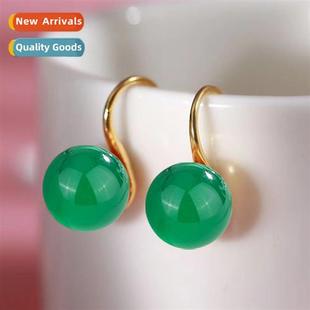 natural blue whe S925 agate silver green earrings sterling