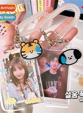 Japan Korea simple cute bear card holder flowers students po