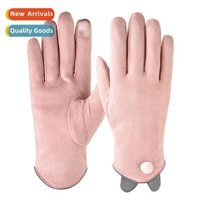 Suede Cute Hundred Gloves Womens Autumn  Winter Outdoor Ridi