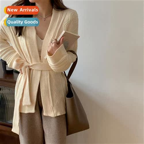 2023 Spring new tie cardigan fashiable  elegant temperament