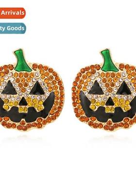 New alloy diamd earrings retro fashi colorful rhineste pumpk