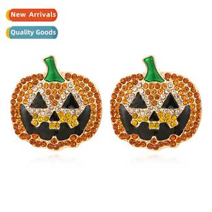 New alloy diamd earrings retro fashi colorful rhineste pumpk