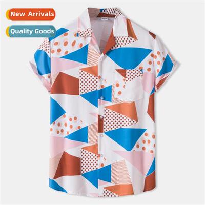 2022 New Mens Digal Printed Short Sleeve Shirt Hawaiian Beac