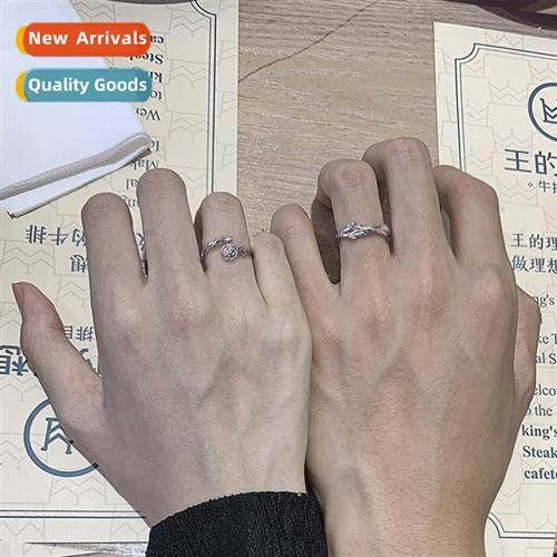 Thorny Rose Couple Rings Pair  Niche Design Rings for Women