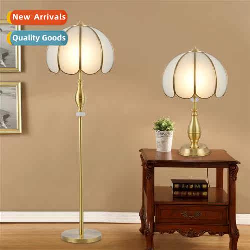 All copper jade light luxury floor lamp cozy bedroom bedside