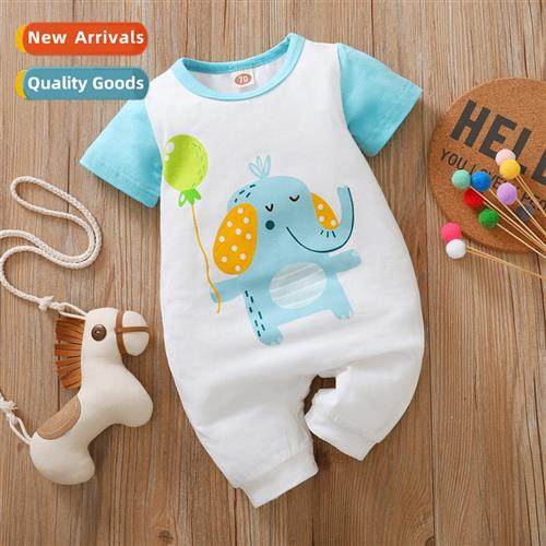 ins baby spring  fall  2021 new n short-sleeved elephant pri