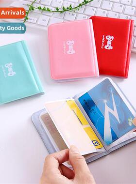 Cute bow card case 12 card pvc ladies solid color card holde