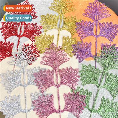 Christmas decoratis wh simulati leaves hollow glter five for