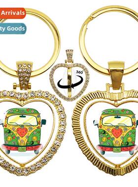 New design peace sign van bus heart pendant 360 degree rotat