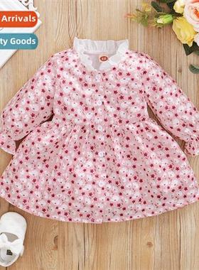Girls spring  fall  2021 new n lg-sleeved small flowers in s