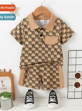 Boys spring  fall  2023 new n printing short-sleeved top + s