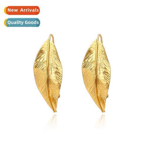 simple creative gold leaf retro leaf earrings exaggerated fe