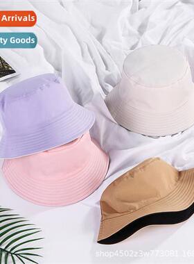 Solid color reversible fisherman hat spring  summer student