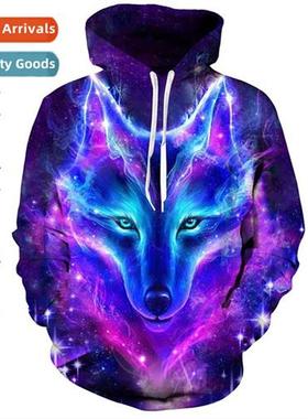 Purple Cloud Smoke Wolf 3D Printed Hooded Sweatshirt Plus Si