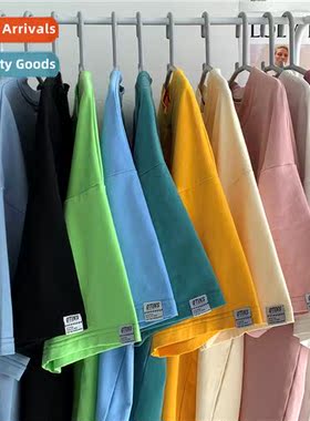 Candy color T-shirt shirt men 2022 summer models solid color