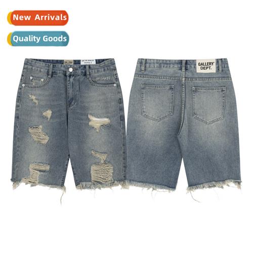 2023 spring  summer new GALLER washed hole denim shorts for