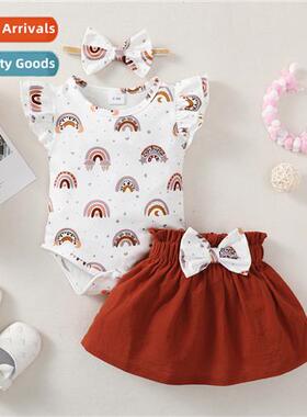 Girls spring  autumn  2023 new n rainbow print sleeveless to