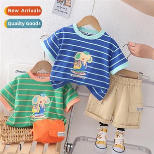 summer striped clothing carto boys Yankee Childrens boy