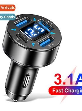 3USB+PD 4-in-1 wh display 3.1A digal display car charger car