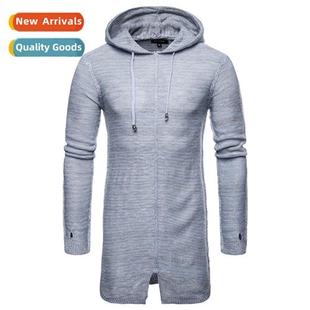New Sweater Length Mens Hooded Mid Fall Pullover 2021 Casual