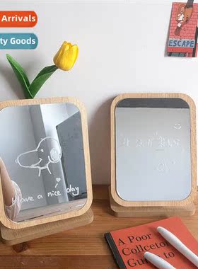 Korean ins style cute Scinavian retro wooden makeup mirror s
