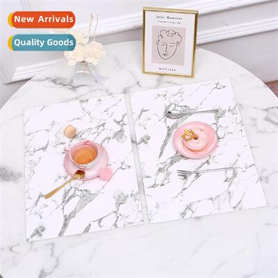 Marble grain lear placemats coasters double-sided n-slip Pu