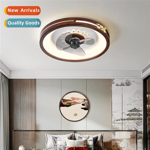 New Chinese fan light simple solid wood LED retro living roo