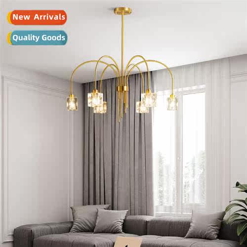 Post-modern  retro light luxury chelier pure copper crystal