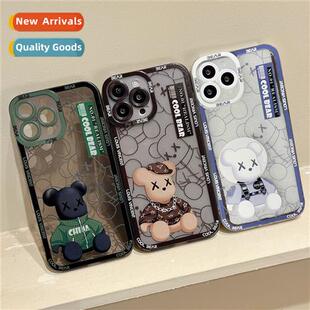 ins tide violent bear cell phe case iphe14 transparent case
