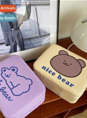 Korea ins senior   cream bear hheld cosmetic case large capa