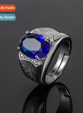 Diamd sapphire mens ring      fashi flash s blue crystal rin