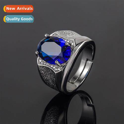 Diamd sapphire mens ring      fashi flash s blue crystal rin