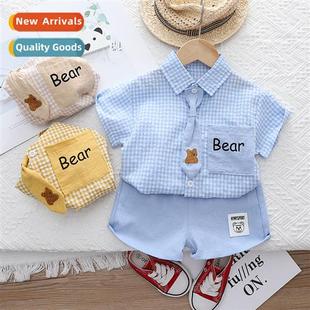 2023 new childrens Boys tie clothing shi summer