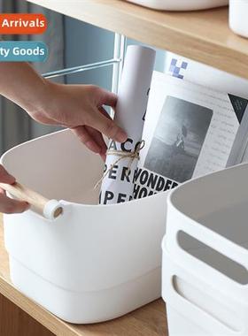 Japanese whe wooden hle storage basket toys sundries cosmeti