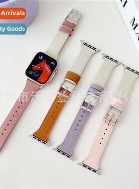 适用Apple Day Buckle Color Blocking Leather Strap apple watc