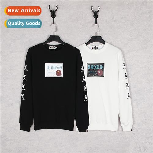 Japanese tide apes head letters printed round neck sweater m