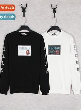 Japanese tide apes head letters printed round neck sweater m