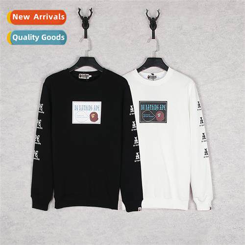 Japanese tide apes head letters printed round neck sweater m