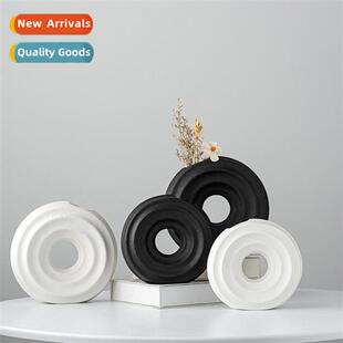 Simple Scandinavian round ceramic vase ornament ins style fl