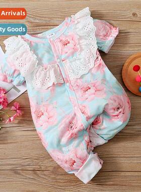 ins baby spring  fall  2022 new n short-sleeved flowers prin