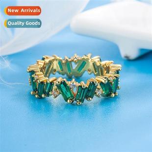 green zircia female gold fas ring plating diamd Genuine full