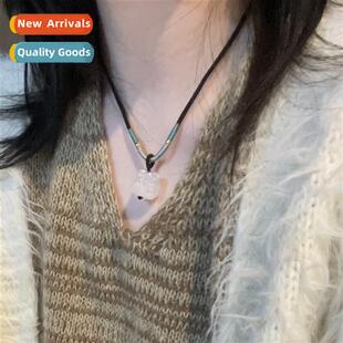 New Chinese translucent whe chalcedy waking li pendant neckl