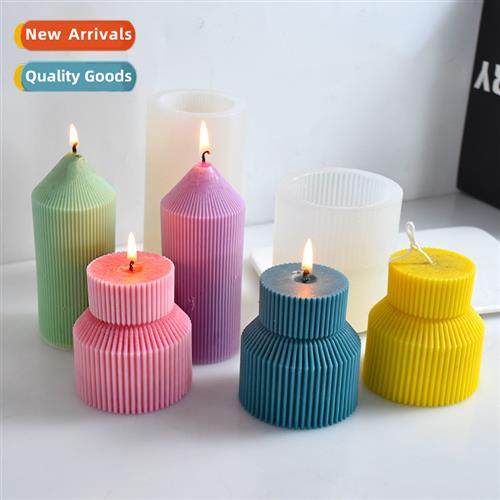 Geometric Striped Pillar Silice Mould DIY Making Aroma Candl