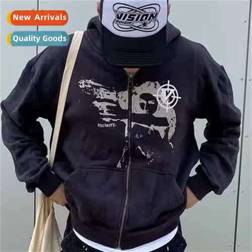 Dark Wind Hip Hop Gothic Harajuku Y2K Butterfly Print Zipper